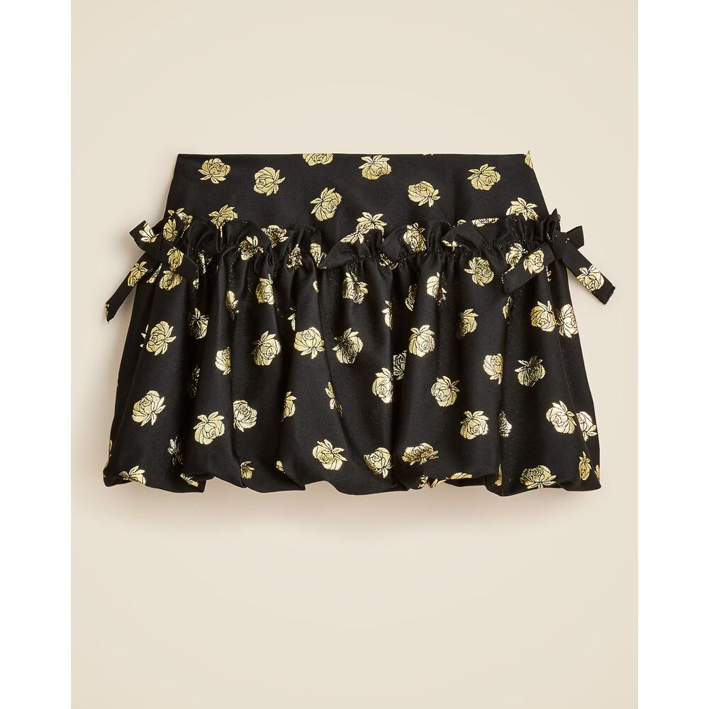 J.Crew Girls' Bubble Skirt in Metallic Rosette Jacquard SZ 10 NWT Black & Gold